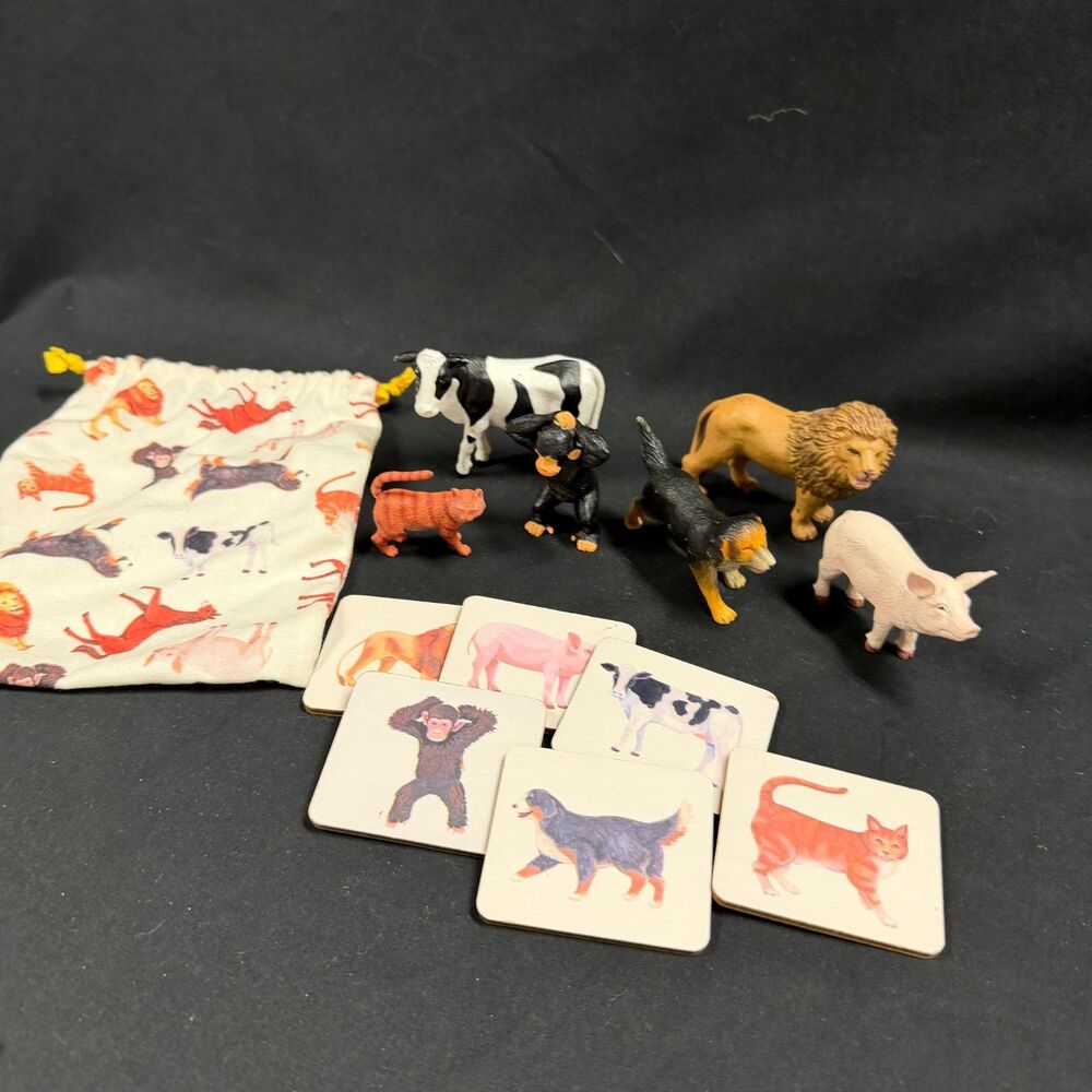 Lovevery Montessori Animal Match Game Toy in Cotton Bag Complete Set
